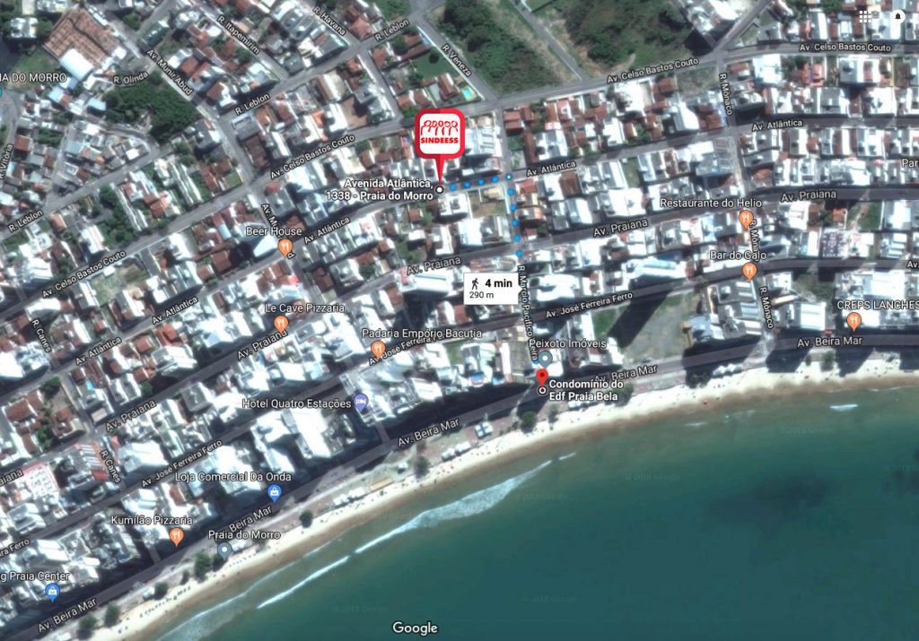 Localização dos Apartamentos na Praia do Morro, em Guarapari-ES.